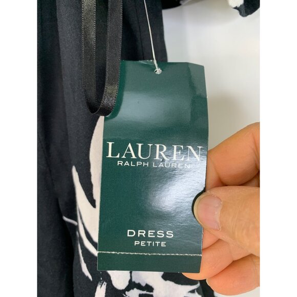 NWT Ralph Lauren 4P Black Floral Cold Shoulder Flutter Sleeve Dress RDD10667 - Picture 9 of 10